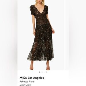 NWT SIZE XS MISA MESH REBECCA DRESS Floral Black